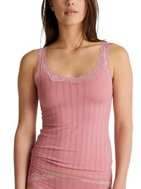 Thumbnail for CALIDA Etude Toujours Tank Top Damen, mit Swiss+Cotton-Gütesiegel, edle Nadelstreifen-Optik und zarte Spitze am Ausschnitt im Sale