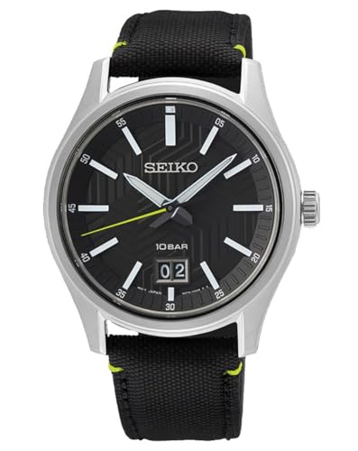 Seiko Herren Analog Quarz Uhr mit Nylon Armband SUR517P1 im Sale
