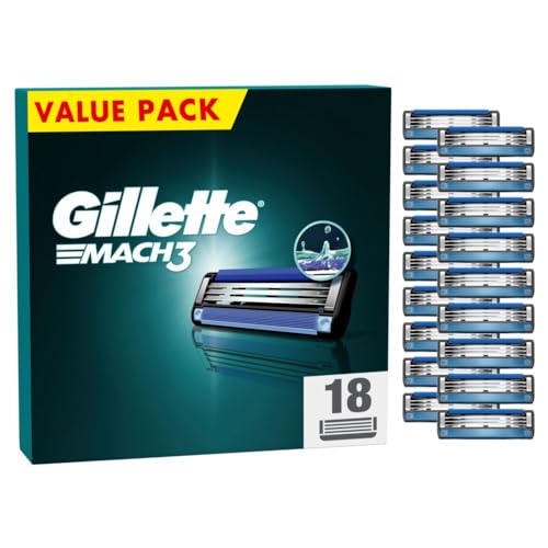 Gillette Mach3 Rasierklingen für Rasierer, 18 Ersatzklingen für Nassrasierer Herren mit 3-fach Klinge