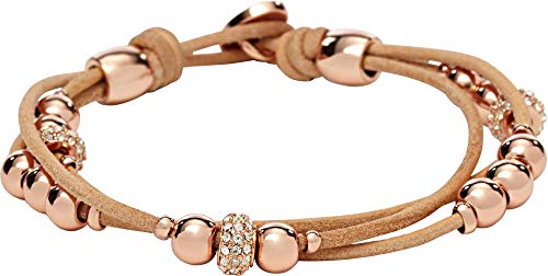 Fossil Armband Für Frauen, 19 cm Beige, Braun, Rose Gold Base Metall, Echtes Lederarmband, JA6539791 im Sale