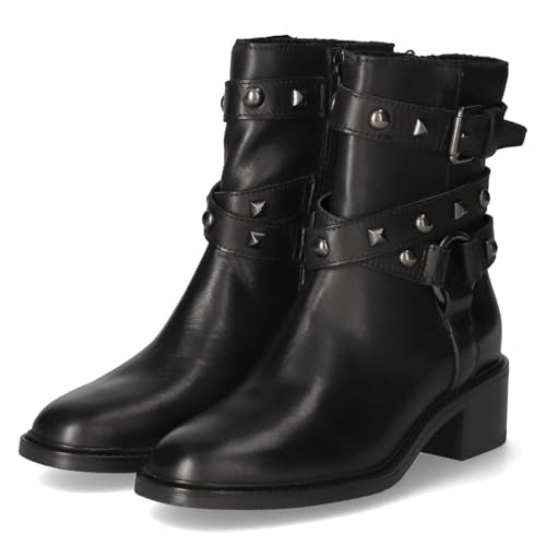Mjus Women's Biker Boots/Ankle Boots Nero Cortina Black Smooth Leather, on Sale