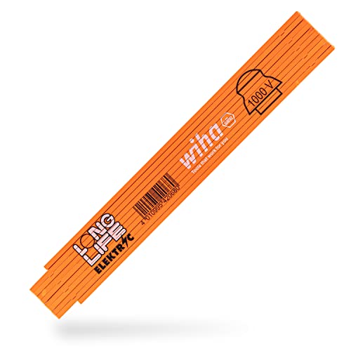 Wiha Elektriker Gliedermaßstab Longlife (42068) I Zollstock 2 m I Meterstab metrisch I orange I Messwerkzeug für den Profi im Sale