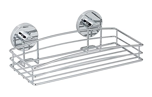 WENKO Vacuum-Loc Wandablage, Duschablage im offenen Drahtkorb-Design aus verchromtem Metall für Bad und Gäste-WC, Wandablage zur Befestigung ohne bohren mit Vakuum-Befestigung, 26 x 7 x 15,3 cm im Sale