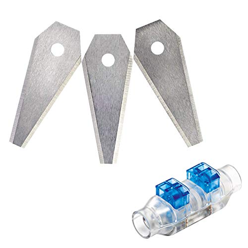 Bosch 3-piece set of lawnmower blades (for Indego robotic lawnmowers, cutting blades 3x, in a box) + Bosch 4-piece cable connector (for Indego lawnmowers) on sale