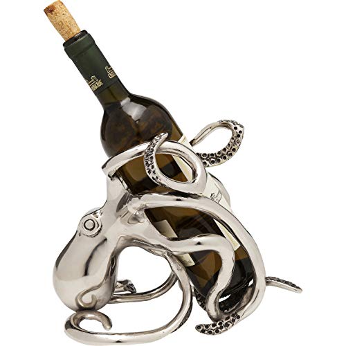 Kare Design Bottle Holder Octopus, Silver, Bottle Rack for Wine, Decorative Object, Aluminum Frame, 25x16x20 cm (H/W/D) on Sale