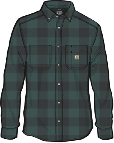 Carhartt Herren Workwear Relaxed Fit Midweight Flannel L/S Plaid Shirt,Slate Green, im Sale