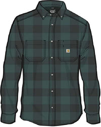 Thumbnail for Carhartt Herren Workwear Relaxed Fit Midweight Flannel L/S Plaid Shirt,Slate Green, im Sale