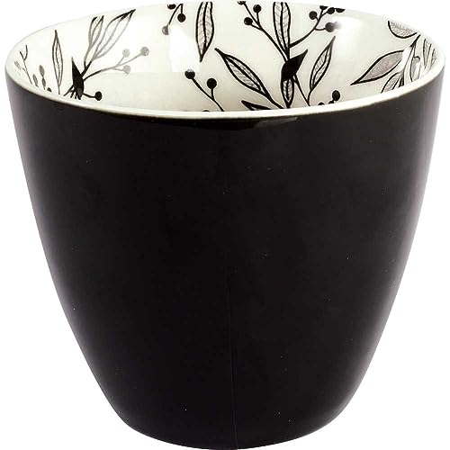 Greengate Latte Cup Black Drew Flower Pattern Inside Coffee Mug 300 ml