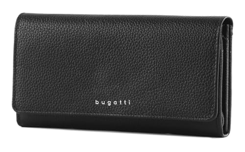 bugatti Linda Geldbörse Damen Groß viele Fächer Leder 18CC - Portemonnaie Damen Leder - Portmonee Geldbeutel Damengeldbörse - Schwarz im Sale
