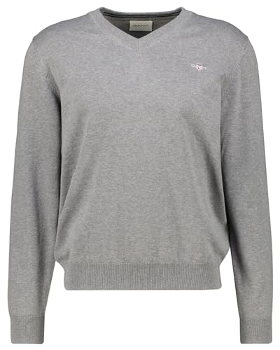 GANT Herren Classic Cotton V-neck KLASSISCHER BAUMWOLLPULLOVER MIT V-AUSSCHNITT, Dunkelgrau Meliert, EU im Sale