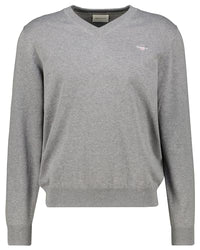 Thumbnail for GANT Herren Classic Cotton V-neck KLASSISCHER BAUMWOLLPULLOVER MIT V-AUSSCHNITT, Dunkelgrau Meliert, EU im Sale