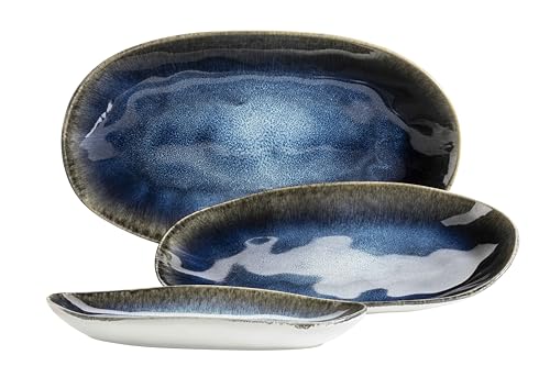 MÄSER Serie Frozen Set aus 3 Servierplatten, Keramik Servierteller in 3 im Sale