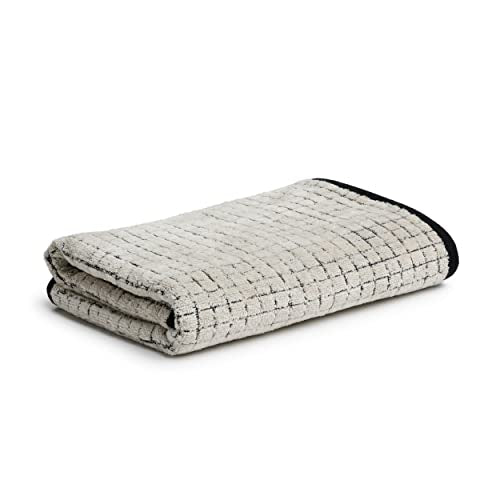 möve Eden Duschtuch Kästchenstruktur Velours 80 x 150 cm aus 80 % Baumwolle / 20 % Leinen, nature / black im Sale
