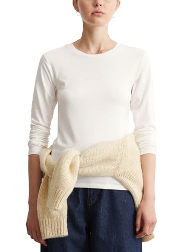 Marc OߴPolo Denim women's long-sleeved shirt made of organic cotton with stretch content, black (Silky White), on sale