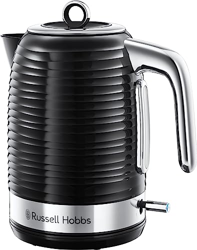 Russell Hobbs Wasserkocher [1,7l, 2400W] Inspire Schwarz mit hochwertiger Hochglanz-Struktur (Schnellkochfunktion, herausnehmbarer Kalkfilter,Wasserstandsanzeige,abnehmbarer Deckel) Teekocher 24361-70 im Sale