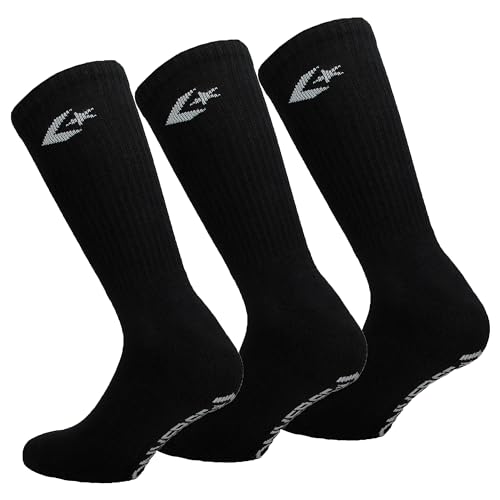Converse 3 Paar Klassische Stern-Chevron Socken - Mittlere Wadenlänge - Herren (Schwarz, 39-46) im Sale