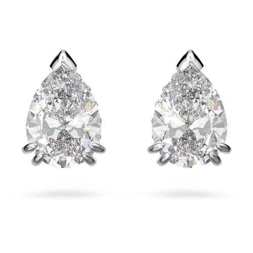 Swarovski Stilla Stud Earrings, Pear Cut, White, Rhodium-Plated on Sale