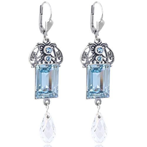 Art Nouveau earrings silver brands crystals Erinite green chandelier earrings NOBEL JEWELRY on sale