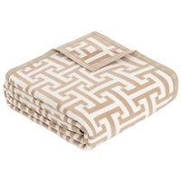 Thumbnail for Ibena Cambridge Blanket 150x200 cm - Cotton mix soft, warm & washable, cozy blanket patterned beige on sale