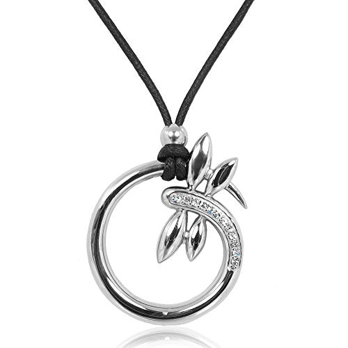 Nobel Edelstahl Kette Silber Libelle Kristalle Damen Halskette tolle Geschenkidee SCHMUCK im Sale