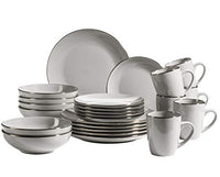 Thumbnail for MÄSER Metallic Rim, Modernes Geschirr Set für 6 Personen mit messingfarbenem Rand, 24-teiliges Kombiservice mit randlosen Coupe-Formen, Steinzeug, Grau im Sale