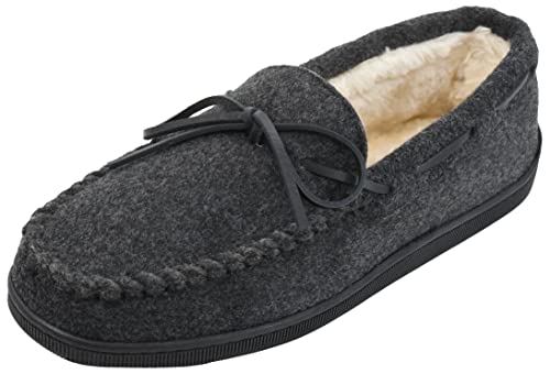 Minnetonka Herren Pile Gefütterte Hardsole Slipper, Anthrazit/Fleece, 41 EU im Sale