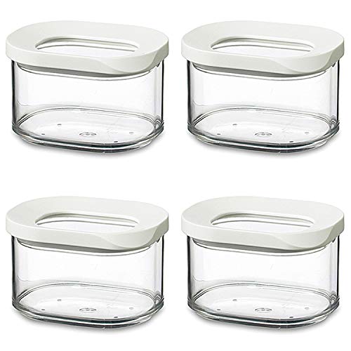 Mepal | Vorratsbehälter Modula 4-teiliges Set | Aufbewahrungsboxen mit Deckel - Küchenorganizer & Vorratsboxen - Stapelbar & Luftdicht - 4 x 175 ml | Farbe: Weiß im Sale