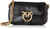 Thumbnail for Pinko Damen Love Micro Puff C Sheep Nappa Tasche, Z99q_schwarz-Antique Gold im Sale