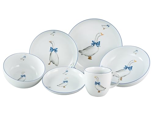 CreaTable, 23539, GÄNSE GLÜCK series, 10-piece dinnerware set, porcelain combination service, dishwasher and microwave safe, Made in Europe on sale