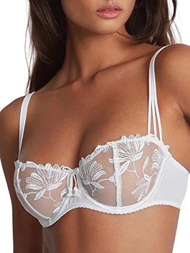 Aubade Damen Lovessence Halbschalen BH, Weiß (Blanc), 75F, Weiß (Weiß), 65E im Sale