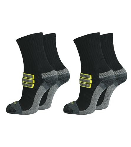 Nur Die Damen 2er Pack Outdoor Wandersocken Weich Haltbar Gepolstert Trekkingsocken Mit Stützrippe Anti-blasen Socken, Schwarz/gelb, 39-42 EU im Sale