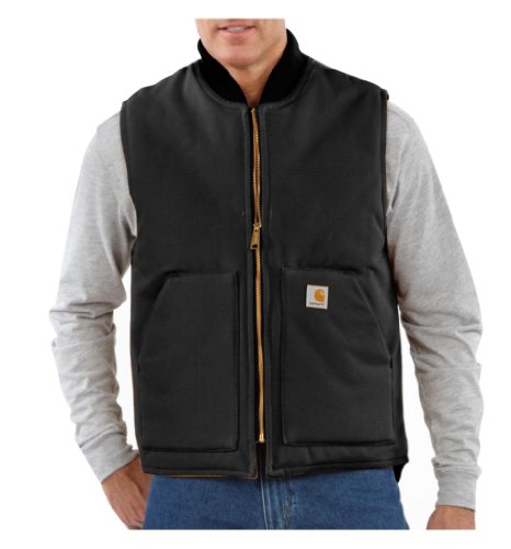 Carhartt, Herren, Lockere, isolierte Weste aus festem Segelleinen mit geripptem Kragen, Schwarz, im Sale