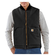 Thumbnail for Carhartt, Herren, Lockere, isolierte Weste aus festem Segelleinen mit geripptem Kragen, Schwarz, im Sale