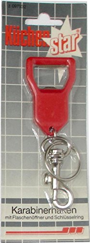 Wenco Kapselheber/Flaschenöffner/Kronkorkenöffner in schlichtem Design (Karabinerhaken-rot) im Sale