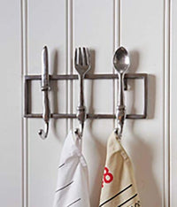 Thumbnail for Riviera Maison kitchen hook, wall hook, towel hook, hanger, coat hook - Kitchen Cutlery Hook - 3 hooks with spoon, knife, and fork - aluminum, silver - 6.5 x 31 x 23 cm on sale