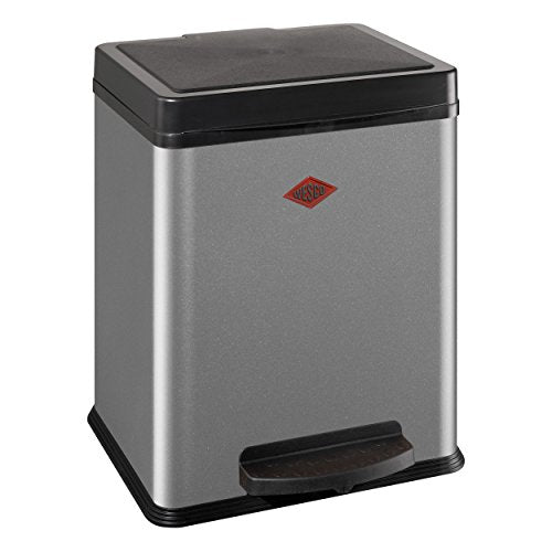 Wesco Ökosammler 380, Abfallsammler, Tretabfallsammler, Mülleimer, Silber, Stahlblech, 2 x 10 L, 380411-11 im Sale