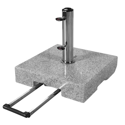 Doppler SL-AZ Trolley Granite Base 45kg with Wheels | Umbrella Stand for Parasols with Max. 250cm Umbrella Diameter &amp; 3.2-6.0cm Tube Diameter | Parasol Stand with Extendable Handle