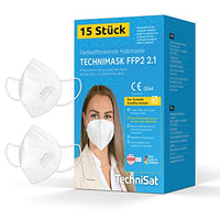 Thumbnail for TechniSat TECHNIMASK 2.1 – 15 Stück FFP2 Maske aus Deutschland (Dolomitstaub-geprüft, 5-lagige Atemschutzmaske mit hochwertigem Vlies, geringer Atemwiderstand, Made in Germany) im Sale