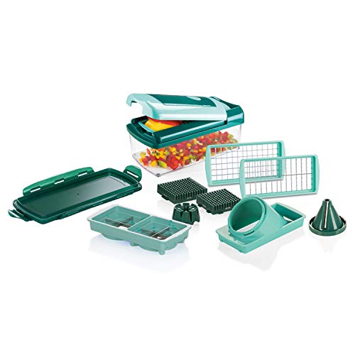 Nicer Dicer Fusion smart Gemüseschneider-Set 12tlg, Würfel, Stifte, Viertel, Achtel, Julietti, Silber,grün,transparent,dunkelgrün im Sale