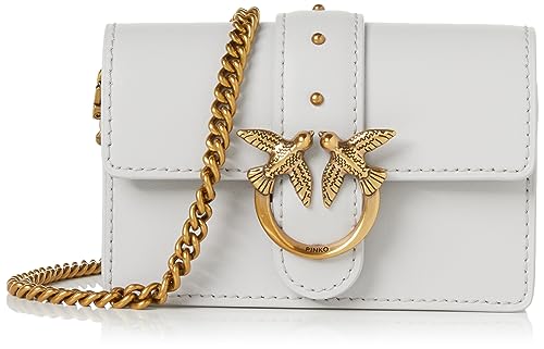 Pinko Damen Love ONE Liebe EINE Micro C Vitello SETA, I30Q_Grigio PINGUINO-Antique Gold im Sale