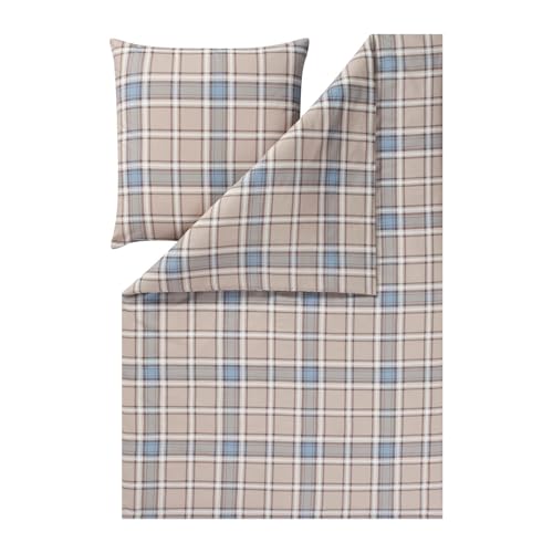 ESTELLA Kuschelflanell Bettwäsche Quirin beige 1 Bettbezug 135 x 200 cm + 1 Kissenbezug 80 x 80 cm im Sale