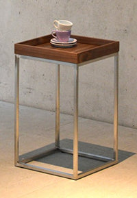 Thumbnail for Jan Kurtz Beistelltisch/Tabletttisch Pino-Gestell Edelstahl Höhe 55 cm (Aufsatz Eiche wengefarben gebeizt) im Sale