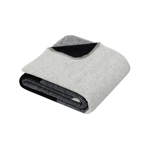 Ibena Achmeta Decke 150 x 200 cm - Baumwollmix, weich, warm & waschbar, Kuscheldecke abstrakt schwarz weiß im Sale