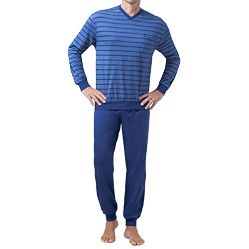 hajo men's two-piece pajama set Klima-Light with V-neck, color: Ocean (Ocean 681), on sale