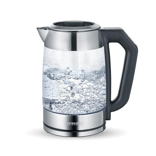 SEVERIN Glas Tee- und Wasserkocher, Teekocher mit einstellbarer Temperatur und Ziehzeit, Glas Wasserkocher mit voreingestellten Teeprogrammen, 3.000 W, Edelstahl, WK 3479 im Sale