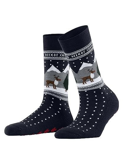 Burlington Damen Hausschuh-Socken White X-Mas W HP Baumwolle Wolle gemustert 1 Paar, Blau (Space Blue 6116), 36-41 im Sale