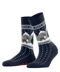 Thumbnail for Burlington Damen Hausschuh-Socken White X-Mas W HP Baumwolle Wolle gemustert 1 Paar, Blau (Space Blue 6116), 36-41 im Sale