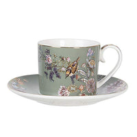 Thumbnail for Clayre & Eef Tasse mit Untertasse 220 ml Grün Porzellan Rund Blumen Geschirr im Sale