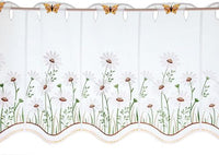 Thumbnail for Plauener Spitze bestickte Scheibengardine Blumen mit Schmetterling 35 cm hoch (35x80 cm) im Sale