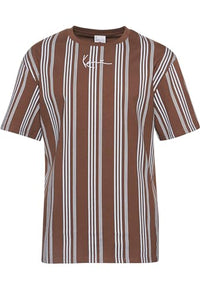 Thumbnail for Karl Kani Herren KM233-025-2 KK Small Signature Striped Tee  Brown/Light Blue im Sale